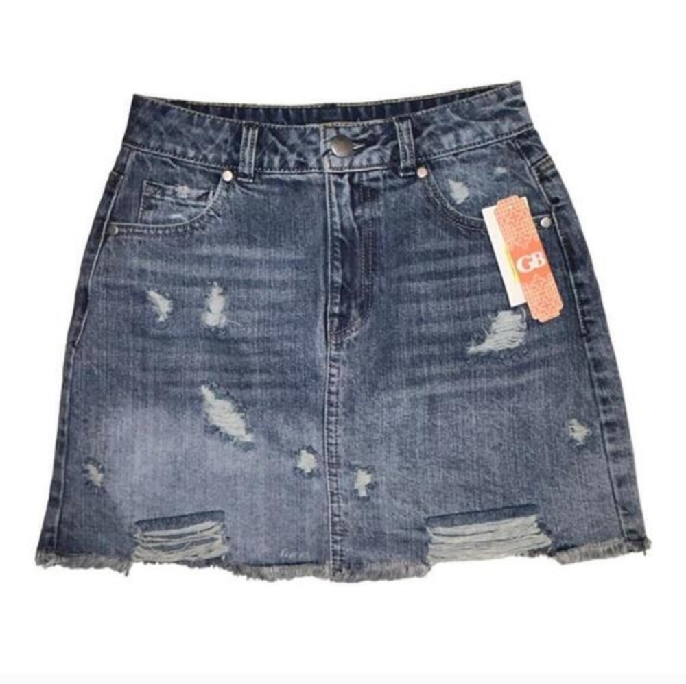 Gianni Bini Blue Distressed Mini Skirt